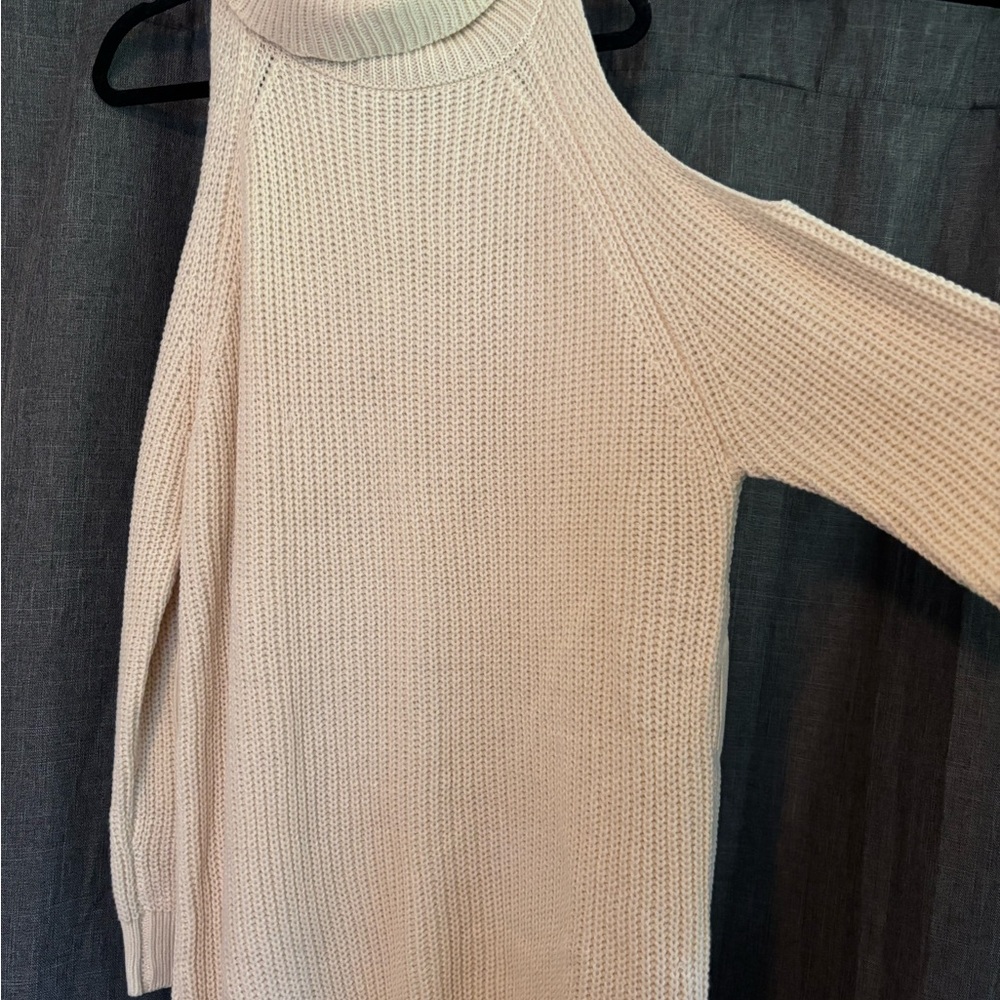 Elegant Cream Turtleneck Sweater Dress